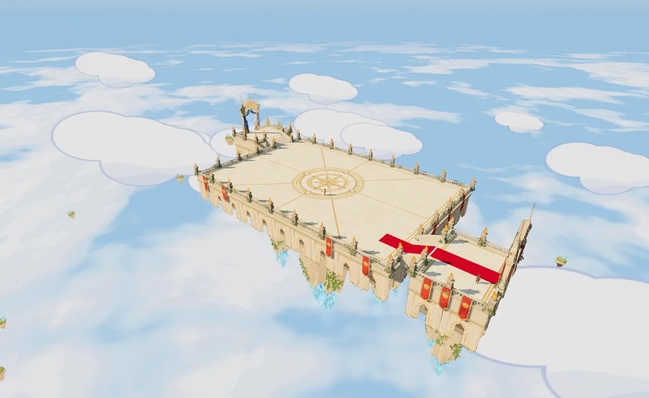 The Sky Arena, a stone arena floating over the clouds